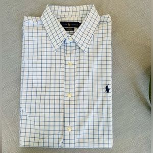 Polo Ralph Lauren classic Fit Blue Plaid Button Up Dress Shirt